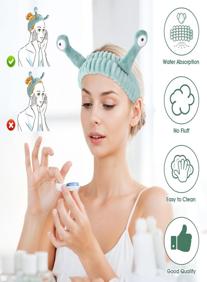 Molain 10PCS Headband for Washing Face, Cartoon Cute Flannel Skincare Headbands, Palm and Snail Spa Headband, Elastic Hair Bands Creative Hair Accessories - Image 4